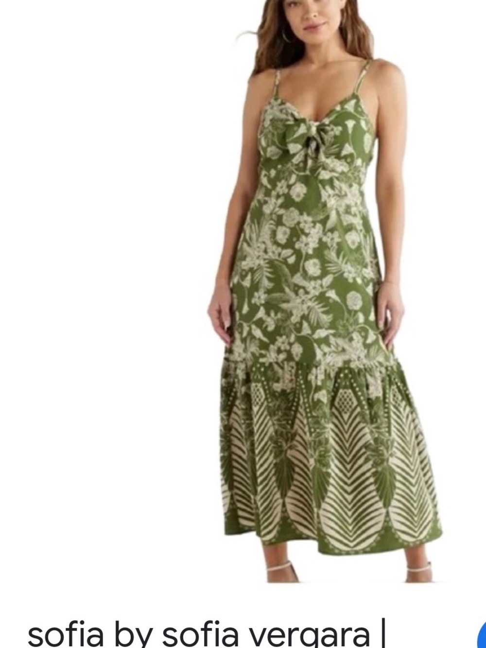 sofia by sofia vergara Olive Green and Cream Floral Maxi Dress